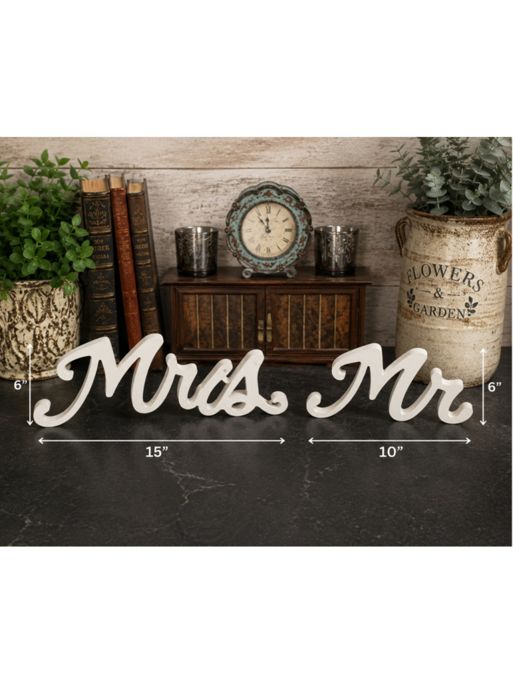 White Wooden "Mr & Mrs" Freestanding Letters